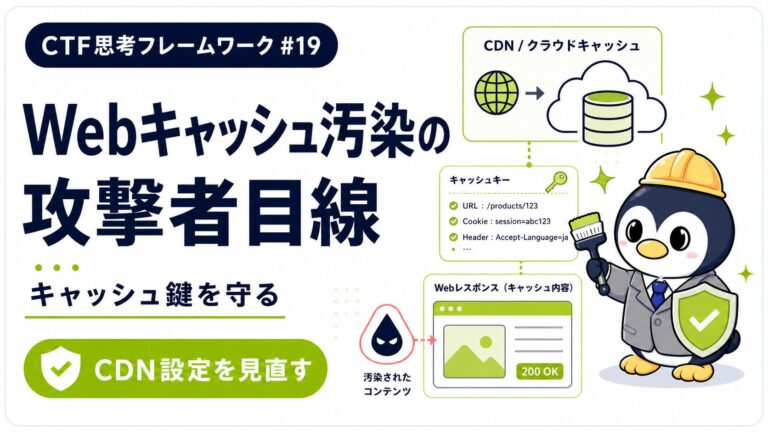 【Webキャッシュ汚染編】CDNを毒で塗る攻撃と守り方|CTF思考フレームワーク #19