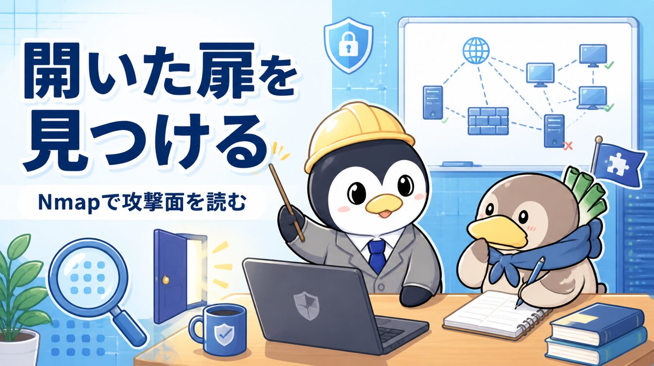 【ネットワーク偵察編】Nmapが見つける扉と守り方｜CTF思考フレームワーク #21 アイキャッチ画像