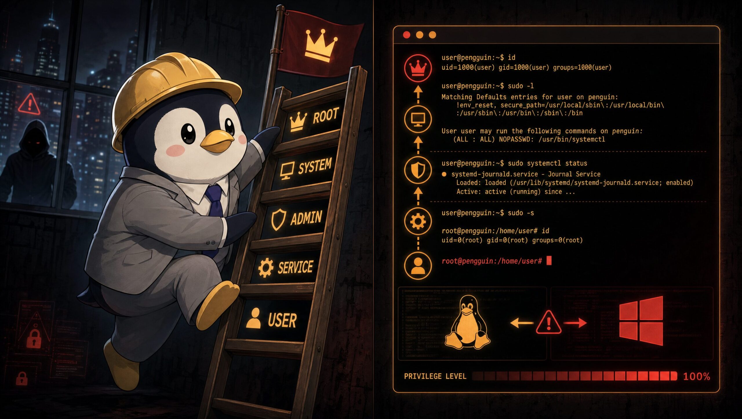 【Linux権限昇格の基本編】侵入後にrootへ届くまでの思考｜CTF思考フレームワーク P01 アイキャッチ画像