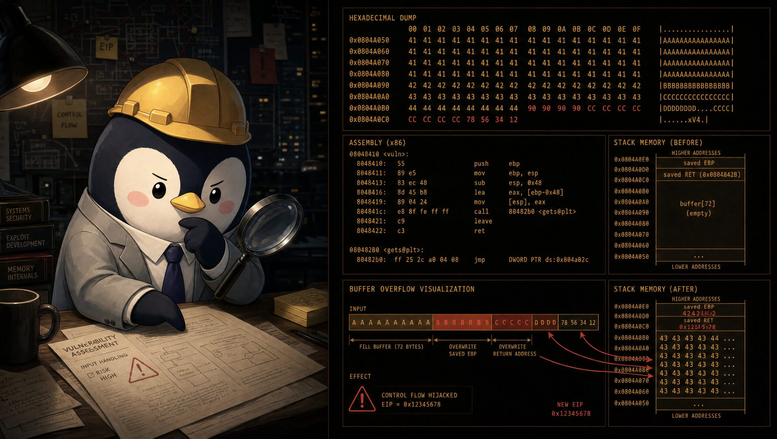 【Pwn入門編】x86/x64アセンブリと関数呼び出し規約をスッキリ整理｜CTF思考フレームワーク #58 アイキャッチ画像