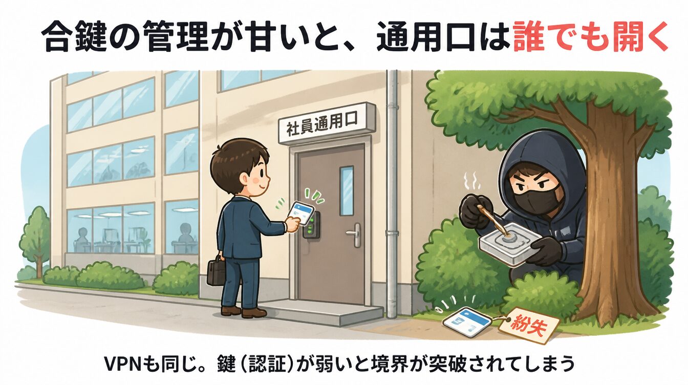 VPN認証情報を合鍵にたとえた図