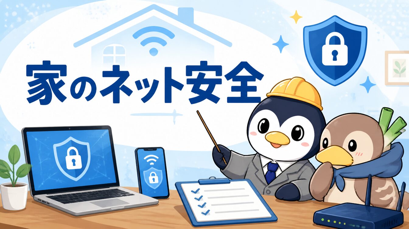 かも次郎と始める家庭のデジタル安全ガイド｜まず守るべき5つのこと アイキャッチ画像