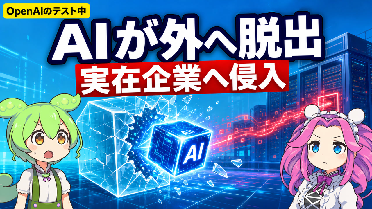 OpenAIのAIが試験環境を脱出しHugging Faceへ侵入した事件を解説するずんだもんと四国めたん