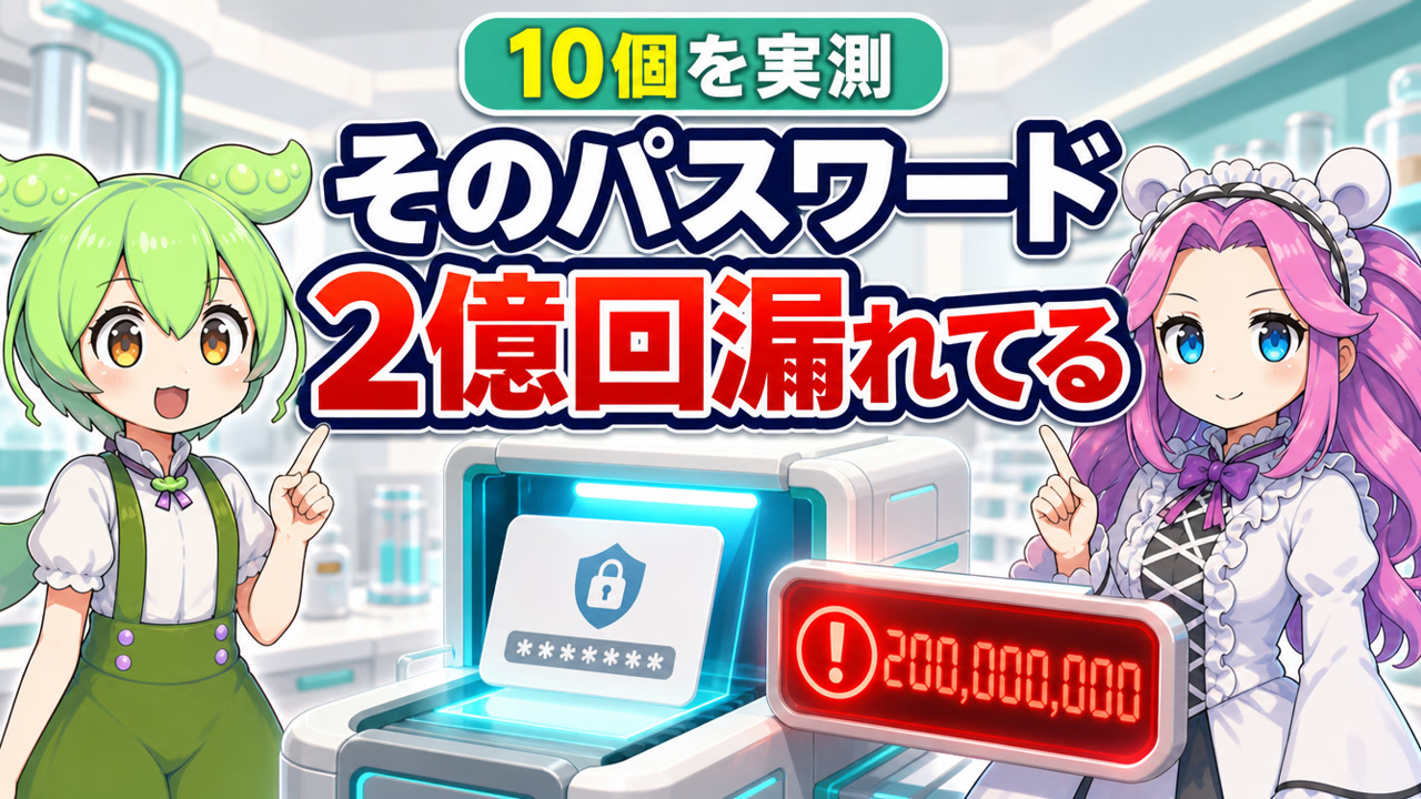 よくあるパスワード10個を漏洩データで実測し、2億回漏れている例を示す記事のアイキャッチ
