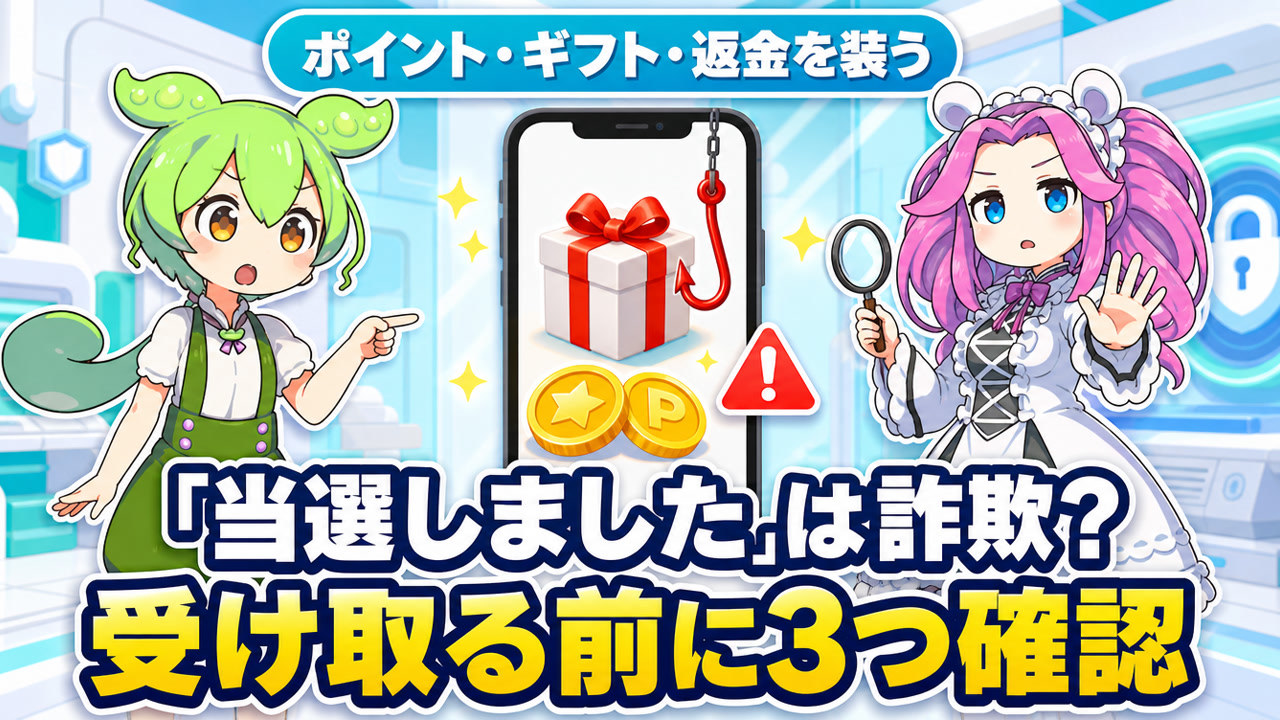 ポイント・ギフト・返金を装う当選通知を受け取る前の3つの確認